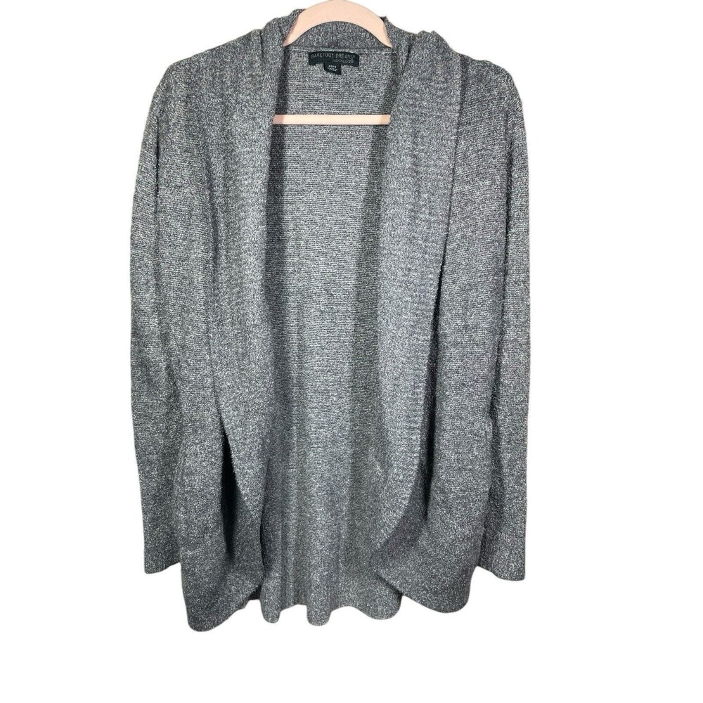 Barefoot‎ Dreams Cardigan Women XS Small Gray Cozy Chic Light Wrap Pockets